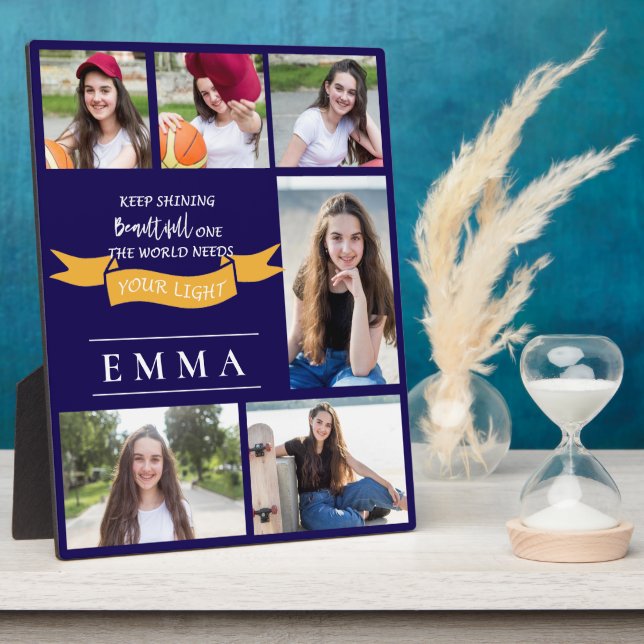 Plaque Photo Diplôme Garder brillant Citation Multiphoto Cadeau (Côté)