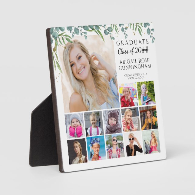 Plaque Photo Diplômé K-12 Photo Collage Keepsaké Botanique (Recto)