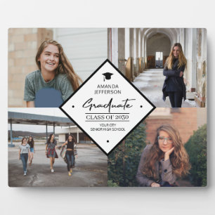 Plaque Photo Diplôme moderne élégant script 4 photo collage