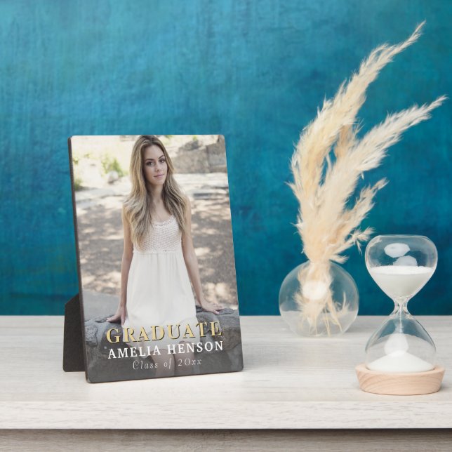 Plaque Photo Diplômé moderne en photo complète (Côté)