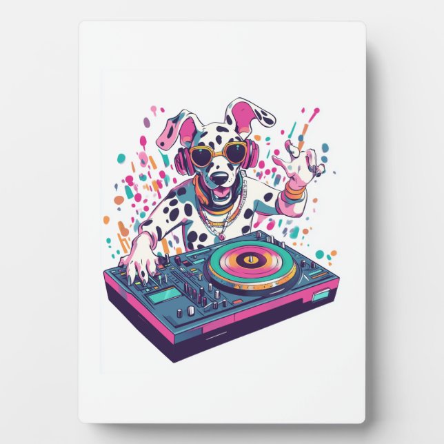 Plaque Photo DJ Dalmatien � Soirée EDM Rave Chien (Devant)