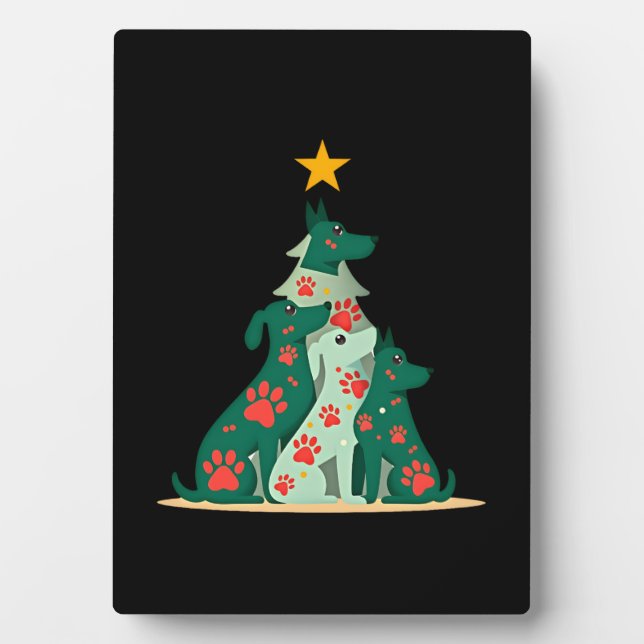 Plaque Photo Dog Christmas Tree Shirt - Dog Christmas (3) (Devant)
