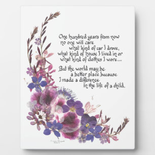 Plaque Photo Don d'appréciation de l'enseignant