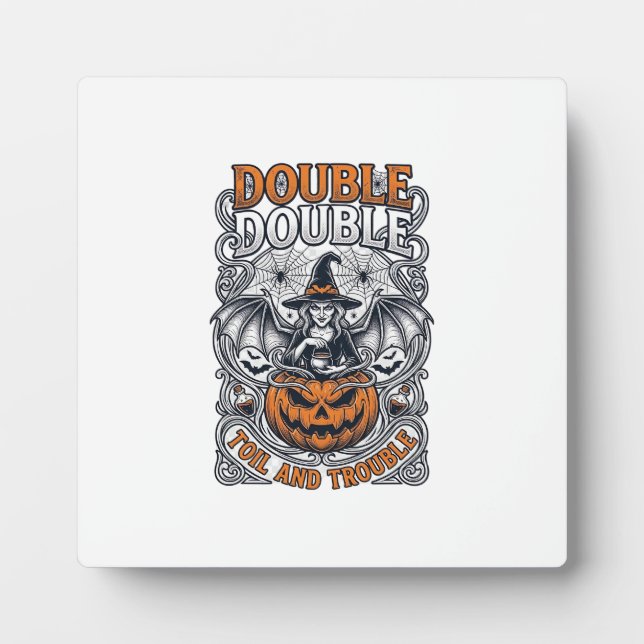 Plaque Photo Double peine Malheur Sorcière Citrouille Halloween (Devant)