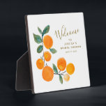 Plaque Photo Douce eau-forte Oranges Fruit Fête de mariage rust<br><div class="desc">Douce eau-forte Oranges Fruit Panneau de bienvenue pour fête de mariage rustique</div>