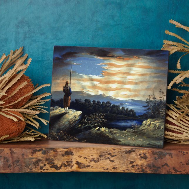 Plaque Photo Drapeau américain céleste dans le ciel, Guerre de  (Côté)