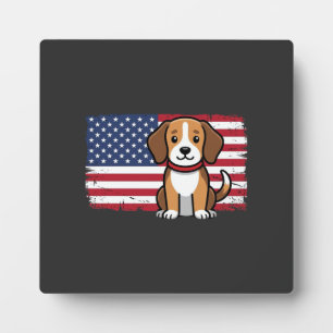 Plaque Photo Drapeau Américain Chien Patriote Vector