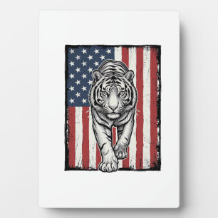 Plaque Photo Drapeau américain vintage gravé Tigre Design patri