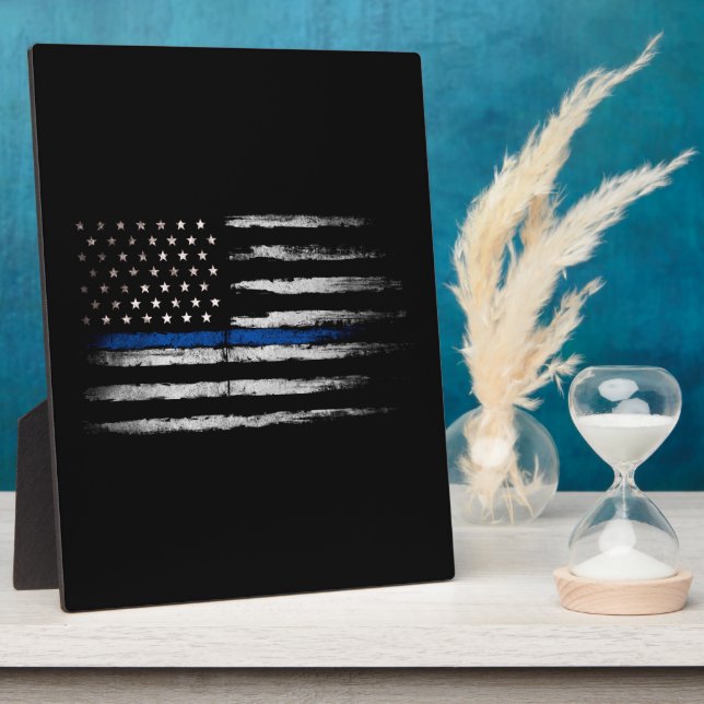 Plaque Photo Drapeau American Thin Blue Line (Côté)