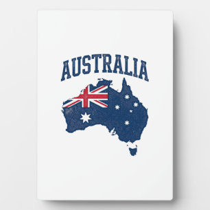 Plaque Photo Drapeau Australie Carte Graphique Vintage en Détre