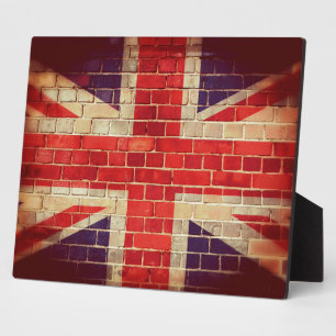 Plaque Photo Drapeau britannique vintage sur un mur de briques
