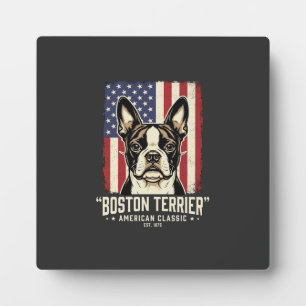 Plaque Photo Drapeau Classique Américain Boston Terrier