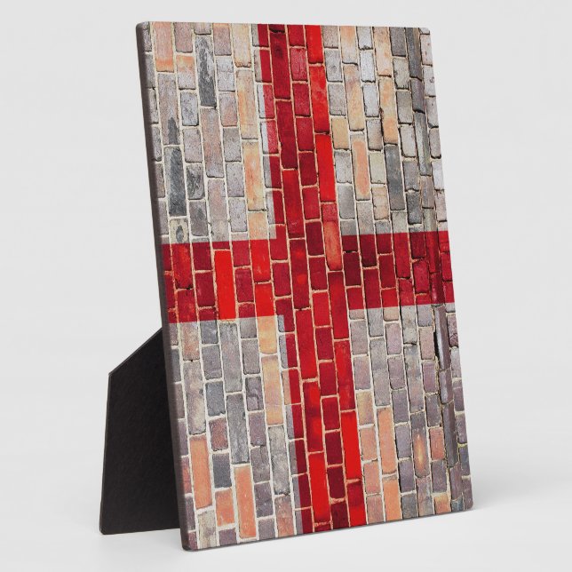 Plaque Photo Drapeau d'Angleterre sur un mur en brique (Côté)