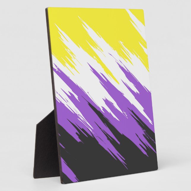 Plaque Photo Drapeau de fierté non binaire funky grunge zigzag  (Côté)