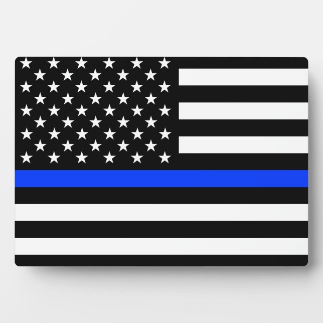 Plaque Photo Drapeau de la police Thin Blue Line (Devant)
