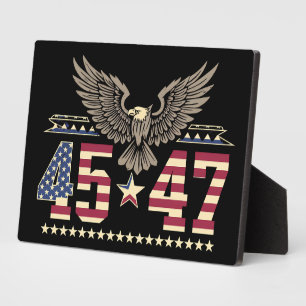 Plaque Photo Drapeau de l'aigle américain vintage Trump 45 47 U