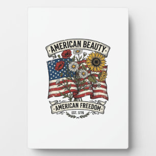Plaque Photo Drapeau Floral American Beauty Patriotique