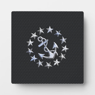 Plaque Photo Drapeau Naval Yacht Ancre et étoiles
