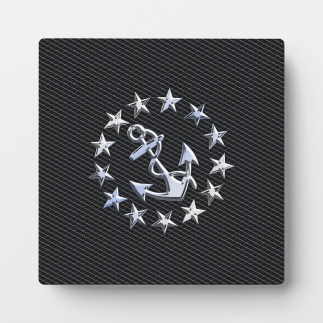 Plaque Photo Drapeau Naval Yacht Ancre et étoiles (Devant)