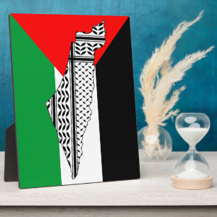 Plaque Photo Drapeau palestinien et carte avec Motif Keffiyeg