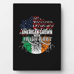 Plaque Photo Drapeau racine irlandais de croissance américaine 