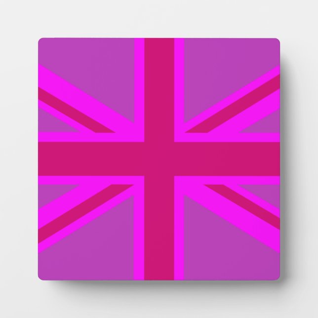 Plaque Photo Drapeau rose Fuchsia Union Jack (Devant)
