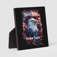 Drapeau Stars & Stripes avec aigle chauve et roses