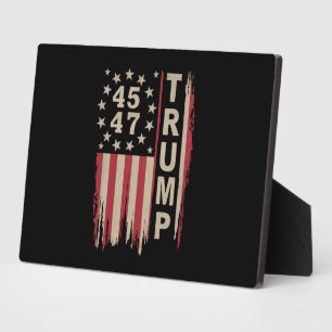 Plaque Photo Drapeau Trump 45 47 Vintage Rétro Amérique USA