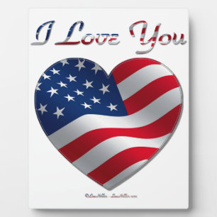 Plaque Photo Drapeau USA Cœur Je T'Aime