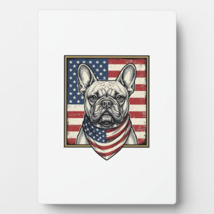 Plaque Photo Drapeau vintage patriotique Bouledogue français
