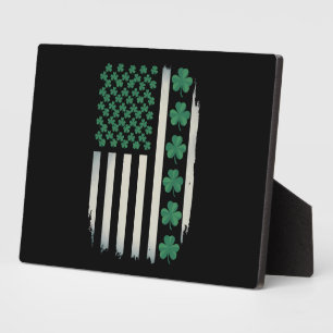 Plaque Photo Drapeaux américains Shamrocks Fête de la Saint-Pat