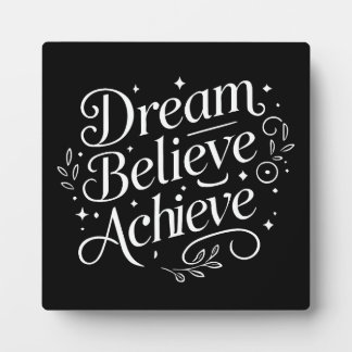 Plaque Photo Dream Believe Achieve - Gym, Hustle, Succès