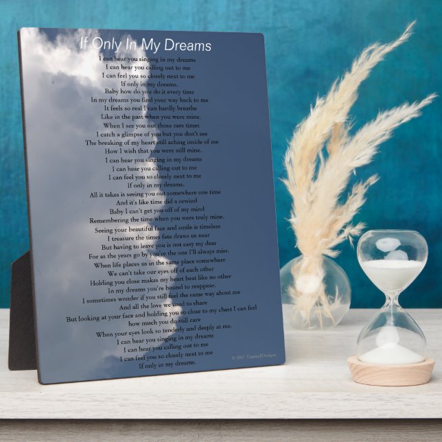 Plaque Photo Dreams Loem Poem Fluffy White Clouds EASEL (Côté)
