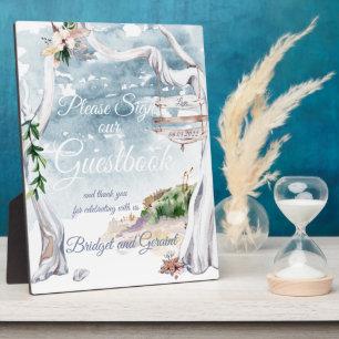 Plaque Photo Driftwood Arbor Beach Wedding Livre d'or