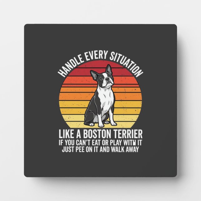 Plaque Photo Drôle attitude de Boston Terrier Rétro (Devant)