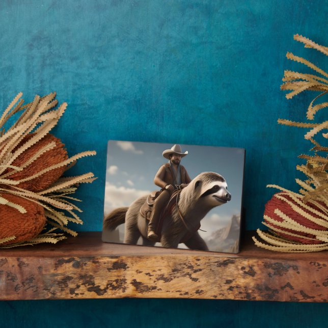 Plaque Photo Drôle Cowboy À Cheval De Fente, (Côté)