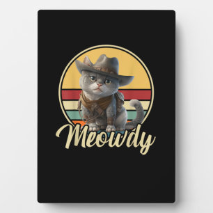 Plaque Photo Drôle Cowboy Cat Mashup Meow Howdy Kitten Lovers M