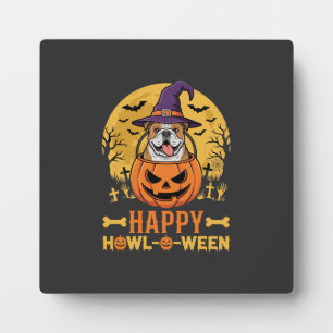 Plaque Photo Drôle de Bouledogue Halloween Joyeux Howl-O-Ween V