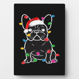 Plaque Photo Drôle de chien Bouledogue français arbre de Noël l