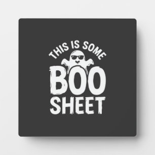 Plaque Photo Drôle de feuille de Boo fantôme Halloween Design_1