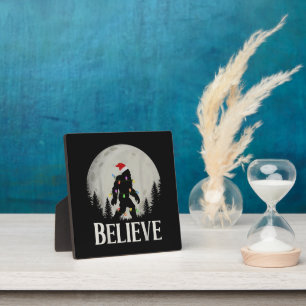 Plaque Photo Drôle de Noël Bigfoot Père Noël Lune Sasquatch
