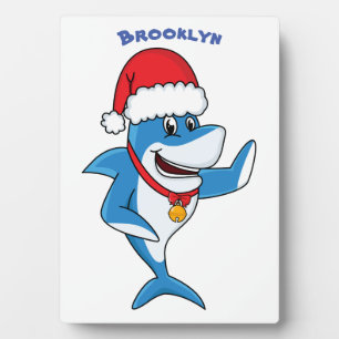 Plaque Photo Drôle dessin animé de requin de Noël