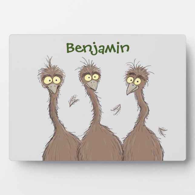 Plaque Photo Drôle dessin animé du trio australien emu (Devant)