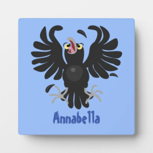 Plaque Photo Drôle fou corbeau dessin animé de corbeau de corne