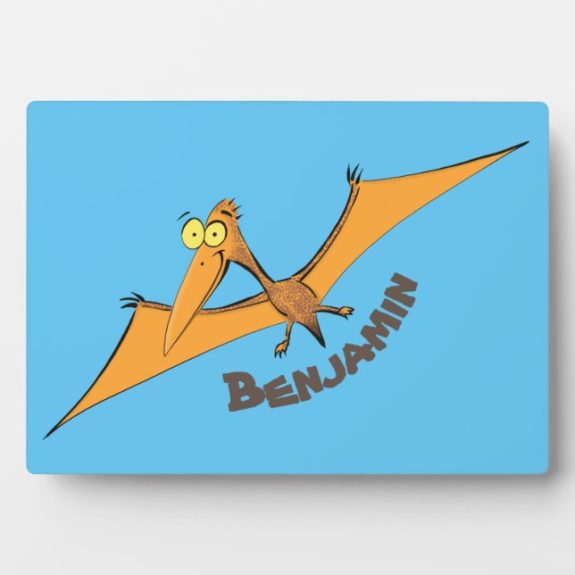 Plaque Photo Drôle mignon dessin animé de pterodactyle volant o (Devant)