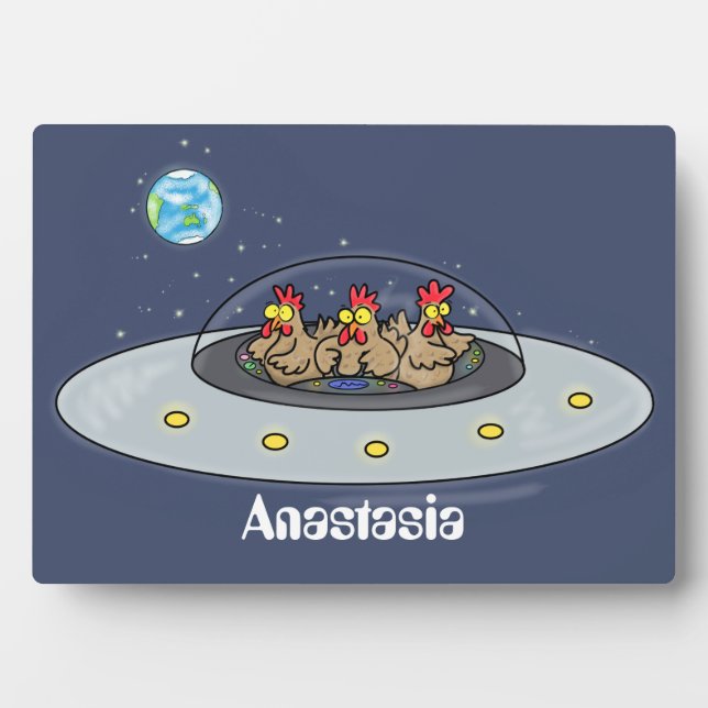 Plaque Photo Drôle poule dans l'espace dessin animé (Devant)