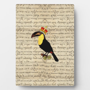 Plaque Photo Drôle toucan vintage & couronne