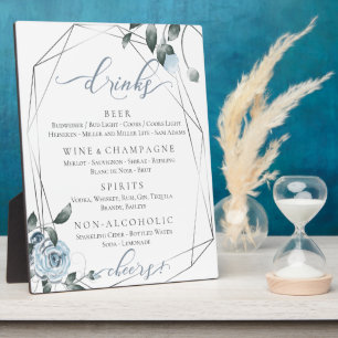 Plaque Photo Dusty Blue Floral Wedal Bar d'accueil Menu 2