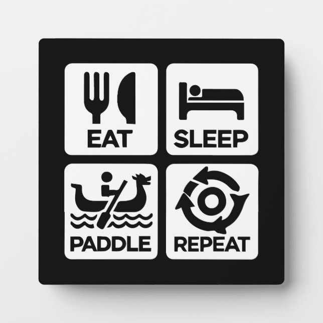 Plaque Photo Eat Sleep Paddle Repeat - Dragon Boat Racing (Devant)