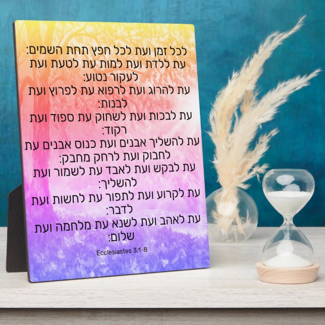 Plaque Photo Ecclésiaste 3:1-8 (Côté)